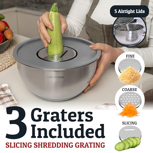 28pc Stainless Steel Mixing Bowls with Lids Set, 1.5-5 Qt, Grey - color: Utensils - Grey