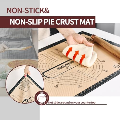 Cook's Aid Silicone Pastry Mat Extra Large with Measurements 26''x16'' for Reusable,Non-slip Silicone Baking Mat, Counter, Dough Rolling, Oven Liner,Fondant/Pie Crust,Dark Gray - color: Dark Gray