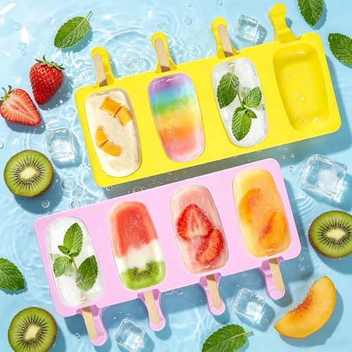 Popsicle Ice Cream Mold, 2-Pack Large Cakesicles Molds Silicone 8-Cavity