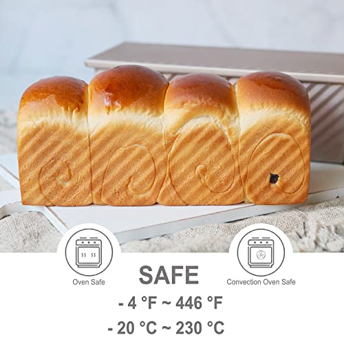 CHEFMADE Mini Pullman Loaf Pan with Lid, 0.66Lb Dough Capacity Non-Stick Rectangle Corrugated Toast Box for Oven Baking 2.8" x 8.3"x 2.7"(Champagne Gold) - size: 04 - 0.66Lb Dough-Cap. Corrugated (Mini)