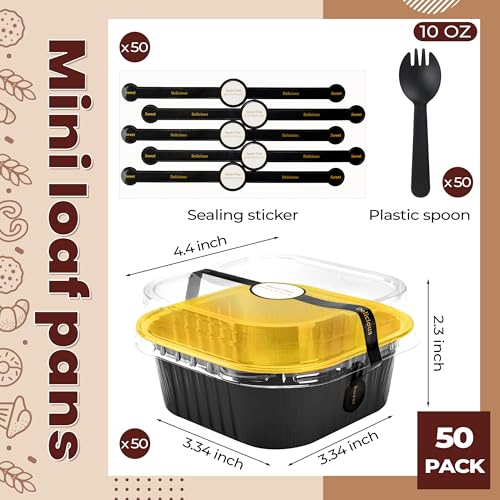 Mini Halloween Baking Pans with Lids, 50 Pack for Holiday Treats - color: Black Glod, size: 10 oz