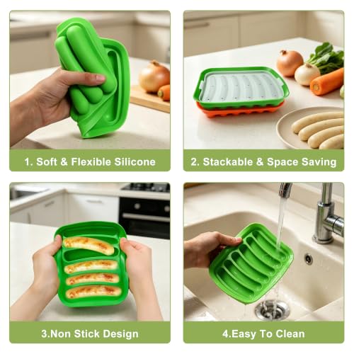 Silicone Baking Molds, Sausage-Shaped - color: Orange+Green