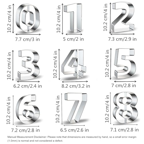 Comais Number Shaped Cookie Cutters Stainless Steel 9Pcs 4in Round Corners - size: 4-Inch Round Corners