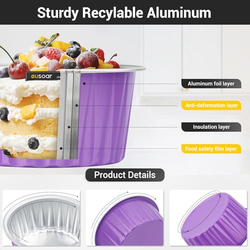 EUSOAR Dessert Cups with Lids, 5oz 100pcs Reusable Cupcake Cups with Lids, 125ml Pie Ramekins, Desserts Flans, Custard Cake Pudding Jello Cups, Catering Party Favor-Lavender - color: Lavender, size: 100pcs