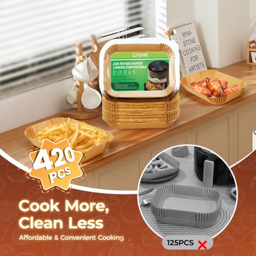 Ctizne 420PCS Air Fryer Liners Disposable 8.0" x 5.5" for Ninja Dual Zone - size: 8" x 5.5" Rectangle