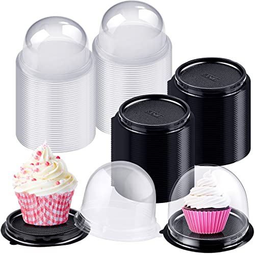 Honeydak 50 Pcs Clear Individual Cupcake Boxes Container Cupcake Holder