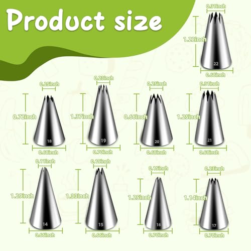 Suuker Open Star Piping Tips Set, 9 Pieces, Small Size