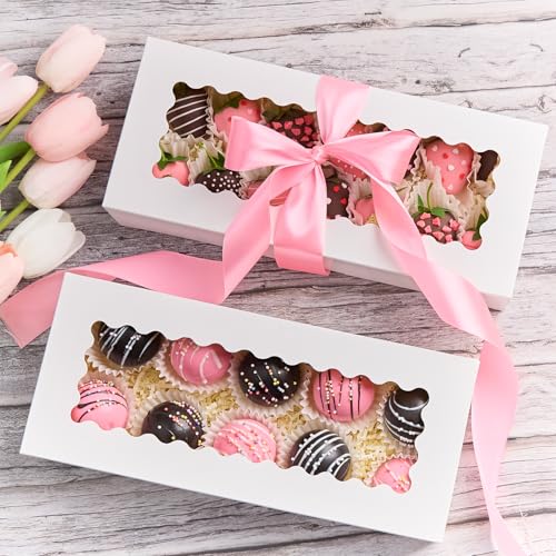 Kucoele 20 Pack 12.5" x 5.5" x 2.5" Cookie Boxes with Window