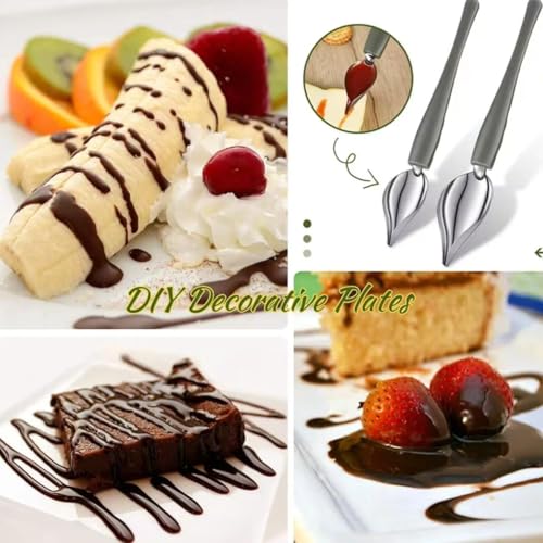 (5pcs/2pcs) Candy Dipping Forks & Spoons Set - Metal Chocolate Dipping Tools with Pencil Spoons for Dessert Plates, Candy Making, Ice Toppings - Culinary Decorating Utensils for Chefs & Bakers(5 Pcs)