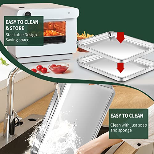 Half Sheet Pans with Rack Set [2 Pans + 2 Racks], CEKEE Stainless Half Size Large Baking Sheets with Rack -18 Inch Baking Tray Set- Rust & Warp Resistant & Heavy Duty Large Cookie Sheet - size: 18*12*1Inch