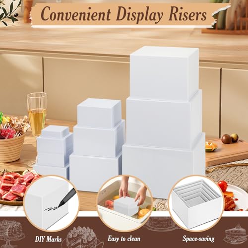 10 PCS Buffet Risers, Large Food Risers for Buffet Table, Dessert Display - color: White, size: 10" 9" 8" 7" 6" 5" 5" 4" 4" 3"