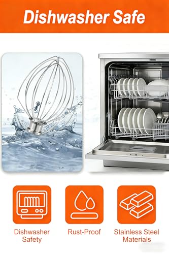 K5AWW Wire Whip for KitchenAid 5 Qt Bowl-Lift Mixer - Heavy Duty 6-Wire Stainless Steel Whisk Attachment - Dishwasher Safe for Whipping Cream, Eggs, Frosting & Cake Batter - size: Medium(K5AWW)