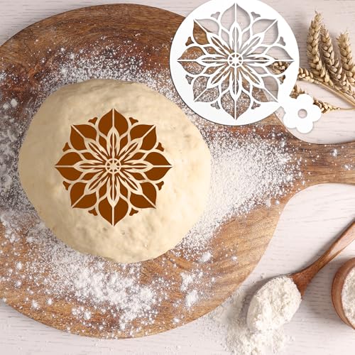 Sitsink Mandala Cookie Coffee Stencils - 25 Pcs Mandala Latte Art Cookie Stencils for Coffee Cake Bread Decor, Reusable Bread Template for Sourdough Decoration Tools Baking Stencil - style: latte art