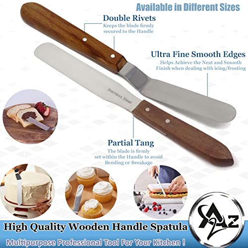 Wooden Handle Butter Cake Icing Spatula Spreader Pastry Decorating Tool Stainless Steel,Grilling, Baking Cooking Kitchen Utensil (5" Blade) - size: 5" Blade