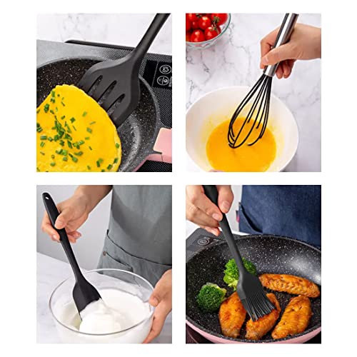 ADBI's Box Silicone Spatula Cooking Utensils Set, 5-Piece (BLACK) - color: Black