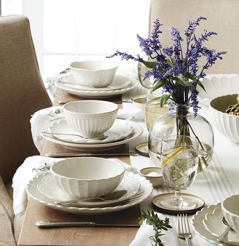 Lenox French Perle Scallop White Dinner Plate Set for 4 - color: White, style: Dinner Plates, Set of 4 Perle