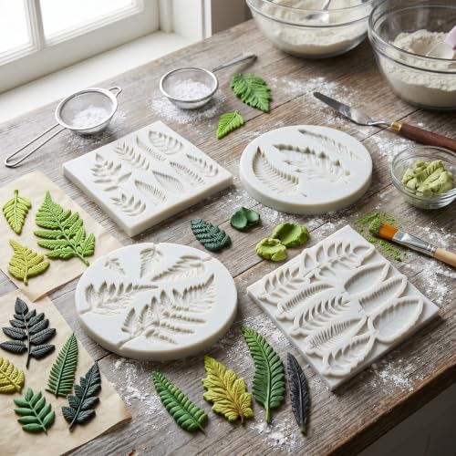 Tropical Leaf Silicone Molds Fern Leaf Fondant Mold Set Of 4 - color: Style I