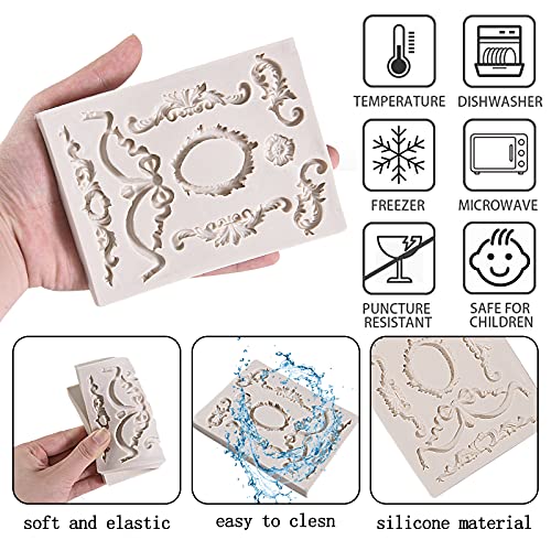 Classical Pattern Lace Fondant Mold, Baroque Scroll Silicone Molds
