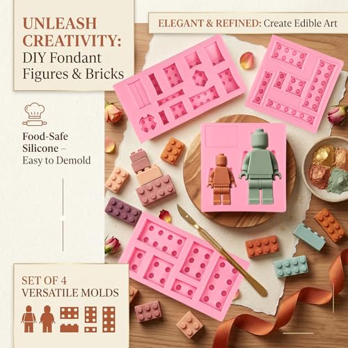 4Pcs Building Blocks Cake Decorating Fondant Molds