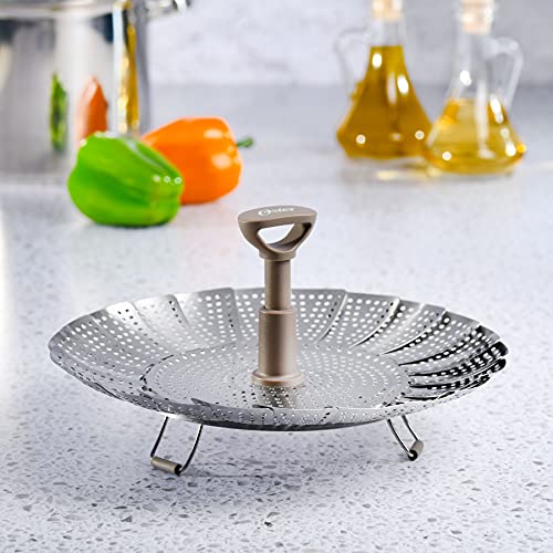 Oster Sangerfield Stainless Steel Expandable Steamer Insert 7 to 10.5 Inches – Adjustable Kitchen Cookware Accessory for Steaming - size: 1.1 Quarts