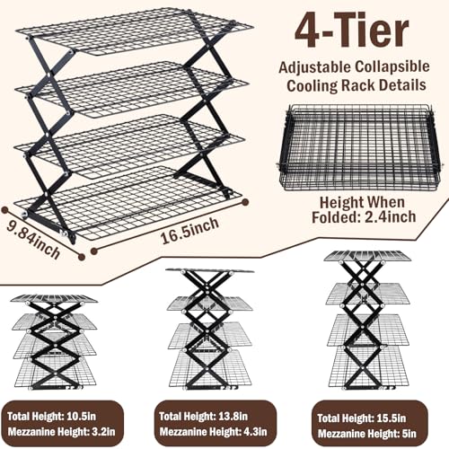 Ideal Swan 2/3/4-Tier Collapsible Cooling Rack with Adjustable 3 Setting
