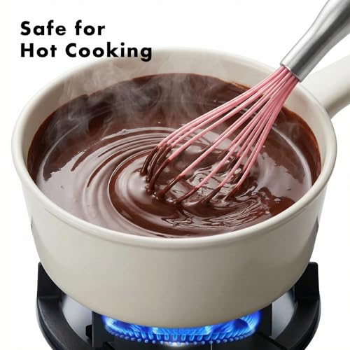OYV 10-Inch Pink Silicone Whisk, Non-Scratch, 18/10 Stainless Steel Handle - size: 10 inch pink