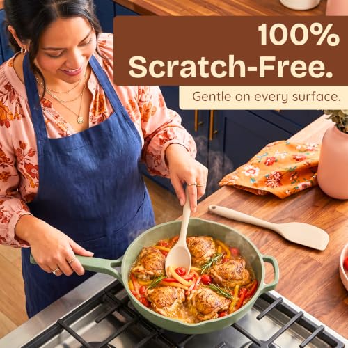 NonToxic Platinum Silicone Utensils, 100% Plastic-Free, 8-Pcs, Beige - color: Beige