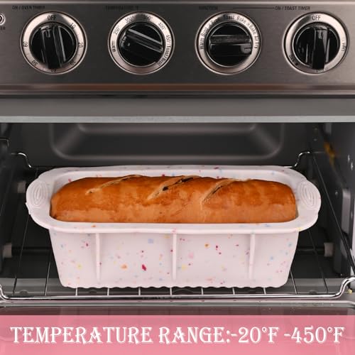 Sakolla 2 Pack Silicone Bread Loaf Molds, Nonstick Easy Release Rectangle Silicone Loaf Pan for Baking Cake, Meatloaf, Banana Bread, Brownies, and Quiche (Confetti) - size: Silicone Loaf Pans/2 Pcs