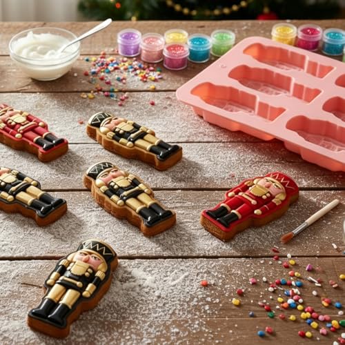 Nutcracker Silicone Mold for Chocolate Candy Christmas - color: Pink-QY402