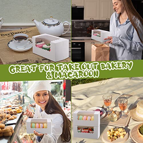 Ireer 40 Pcs 40 Pcs 8 x 4 x 4 Inch Bakery Boxes with Window, White