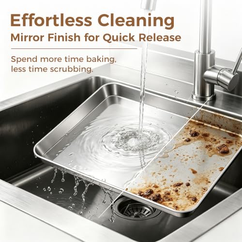 E-far Stainless Steel Baking Sheet 4 Pack, 9"x13" Cookie Sheets for Baking - size: 12.4"x9.7"