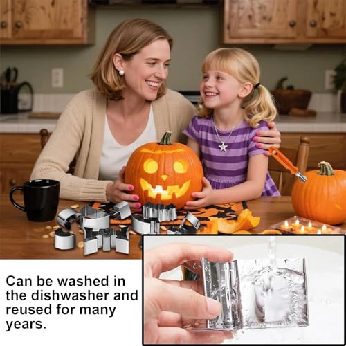 Halloween 24 Pcs Pumpkin Face Carving Kit, Stainless Stencil Cookie Cutter - size: For beginner
