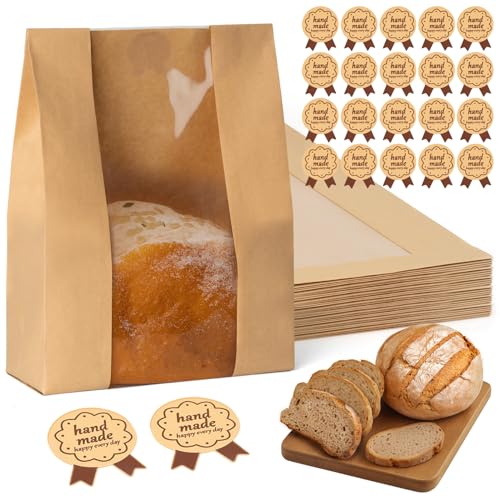FUNFERY Sourdough Bread Bag for Home Made Bread Sourdough with CuteSticker - color: Regular Sticker, size: 30 Pack