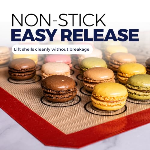 Macaron Baking Mat Silicone Non Stick, Full Sheet Reusable Pack of 10 Red - color: Macaron Baking Mats Red, size: Full Size Pack Of 10