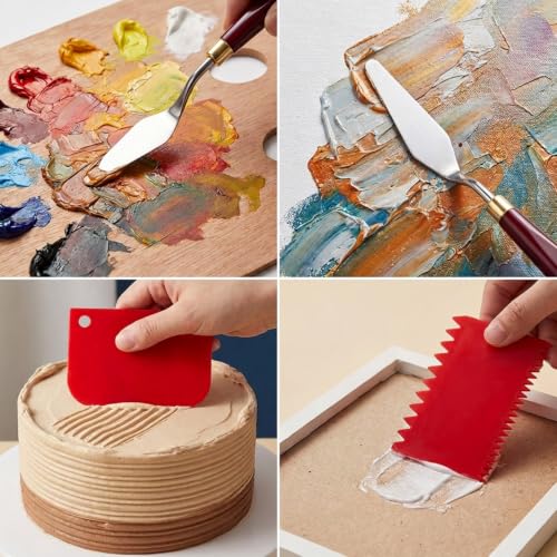 11Pcs Palette Knives Stainless Steel & Plastic Scrapers for Oil Acrylic Art