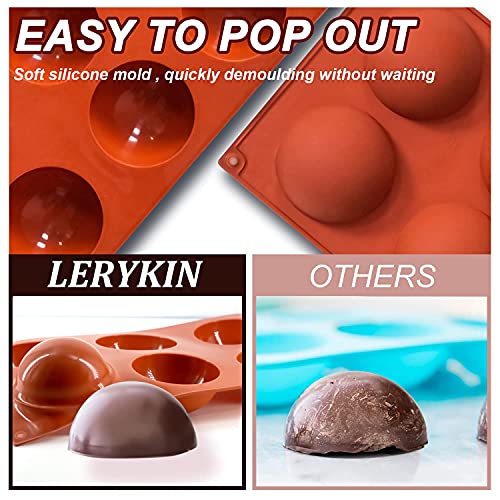 Lerykin 2 Pack Large 6-Cavity Semi Sphere Silicone Molds, Non-Stick Baking Mold for Making Standard Size Hot Chocolate Bomb, Cake, Jelly, Dome Mousse - color: 6-Cavity Large (2 Pack)