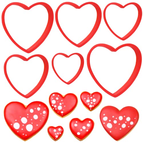 6-Piece Heart Cookie Cutter Set, Plastic Baking Molds