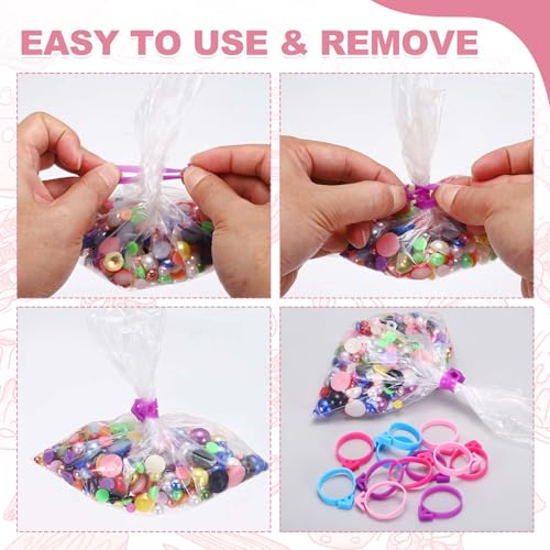 uxcell 60Pcs Pastry Bag Ties Silicone Reusable Blue/Purple/Pink/Rose Red - color: Multicolor