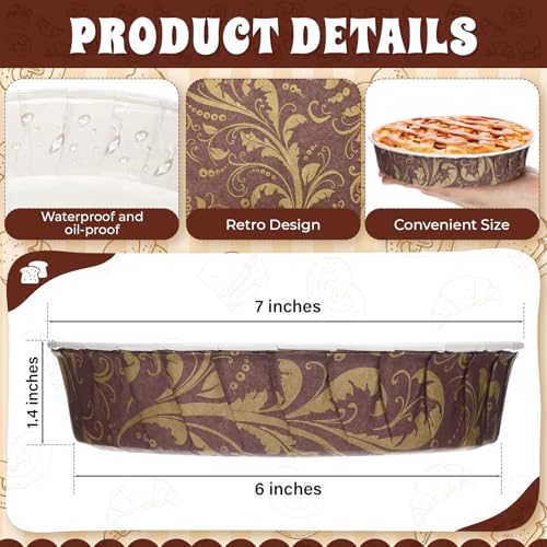 50 Pcs Paper Cake Baking Pans 6 x 1.4 Inches Disposable Pie Pans