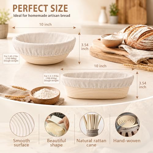 PeacePeo Sourdough Starter Kit 27Pcs with Round and Oval Banneton Basket - size: Bread Proofing Basket-27 Pcs