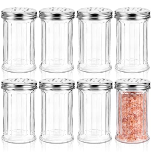 Mimorou 8 Pcs 12 oz Glass Sugar Shaker Pourer Dispenser, 5.5'', Shaker Lid - style: Shaker Lid