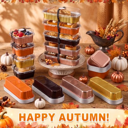 LemonRoad 120 Sets Fall Colors Mini Loaf Pan with Lids and Spoons - color: Fall Colors