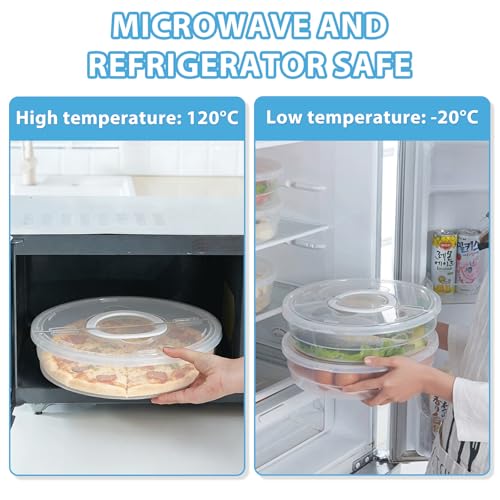 Pie Carrier With Lid and Handle, 12IN Stackable Pie Carriers for Transport with Double-Layer Divider, Airtight Pizza Saver for Leftover Pizza, Pie, Cake (3PC)