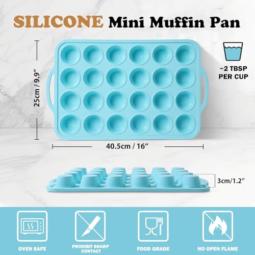Silicone Mini Muffin Pan with Frame: Nonstick 24 Muffin Tins