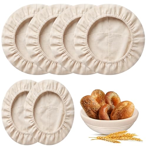 6Pack Bread Proofing Liners 9"/10" Cotton Banneton Sourdough Cover - size: 4 Pack 9" Round & 2 Pack 10"Oval