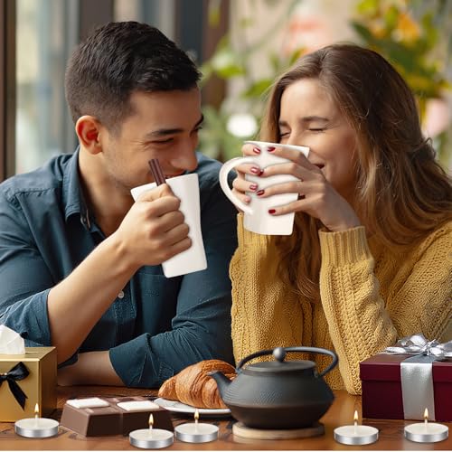 Honeydak 2 Set Chocolate Fondue Mug with Fork ＆ Candle, White - color: White