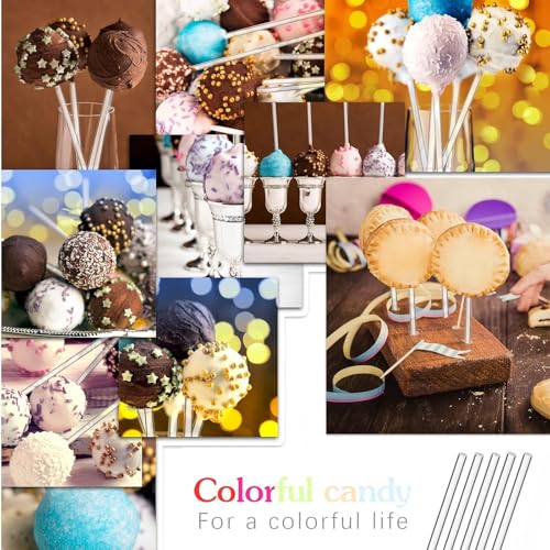 Zopeal 200 Pcs Acrylic Lollipop Stick Cake Pop Rod, 4 x 0.12 Inches, Clear - size: 4 Inch