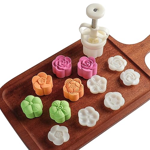 Cookie Stamp Mooncake Mold Set, Cookie Press Maker 50g Shaper - size: 50g 6pcs stamps