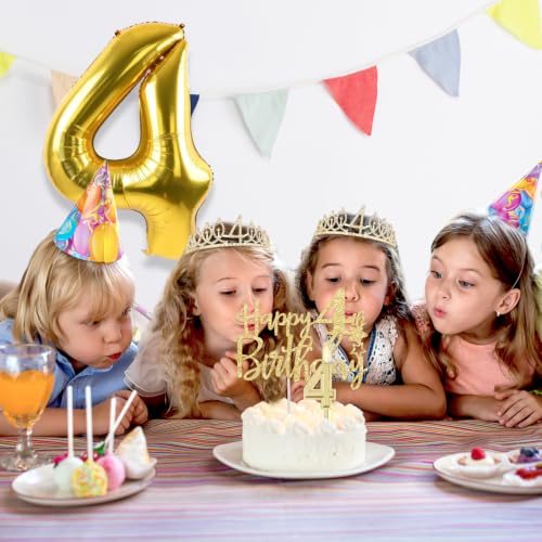 YeohJoy Gold 4th Birthday Decorations for Girl - style: 4th