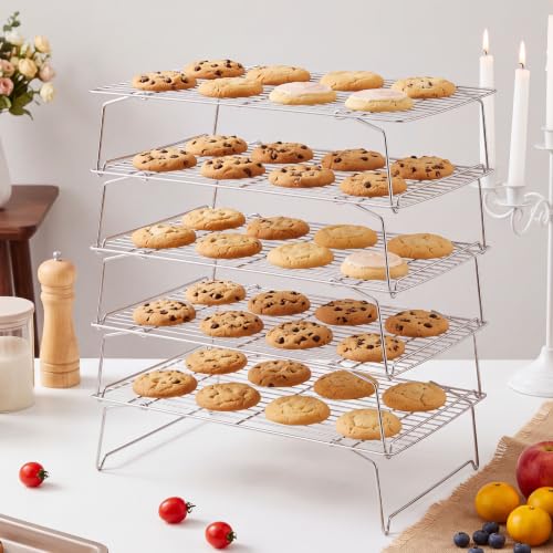 LIANYU Large Cooling Rack, 5-Tier Cookie Cooling Racks for Baking, 16"x11" - size: 16.5" x 11.4"